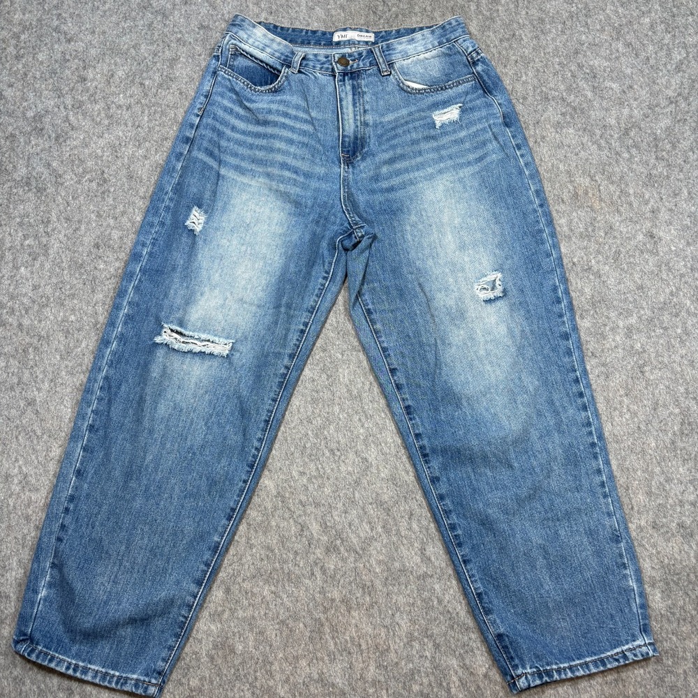 YMI Jeans Women's Size 11/30 Blue Distressed Tapered Leg Dream Authentic Denim